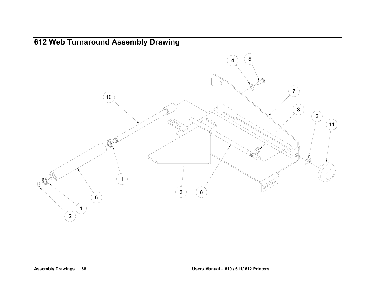 612 web turnaround assembly drawing | Avery Dennison SNAP 611 User Manual | Page 96 / 108