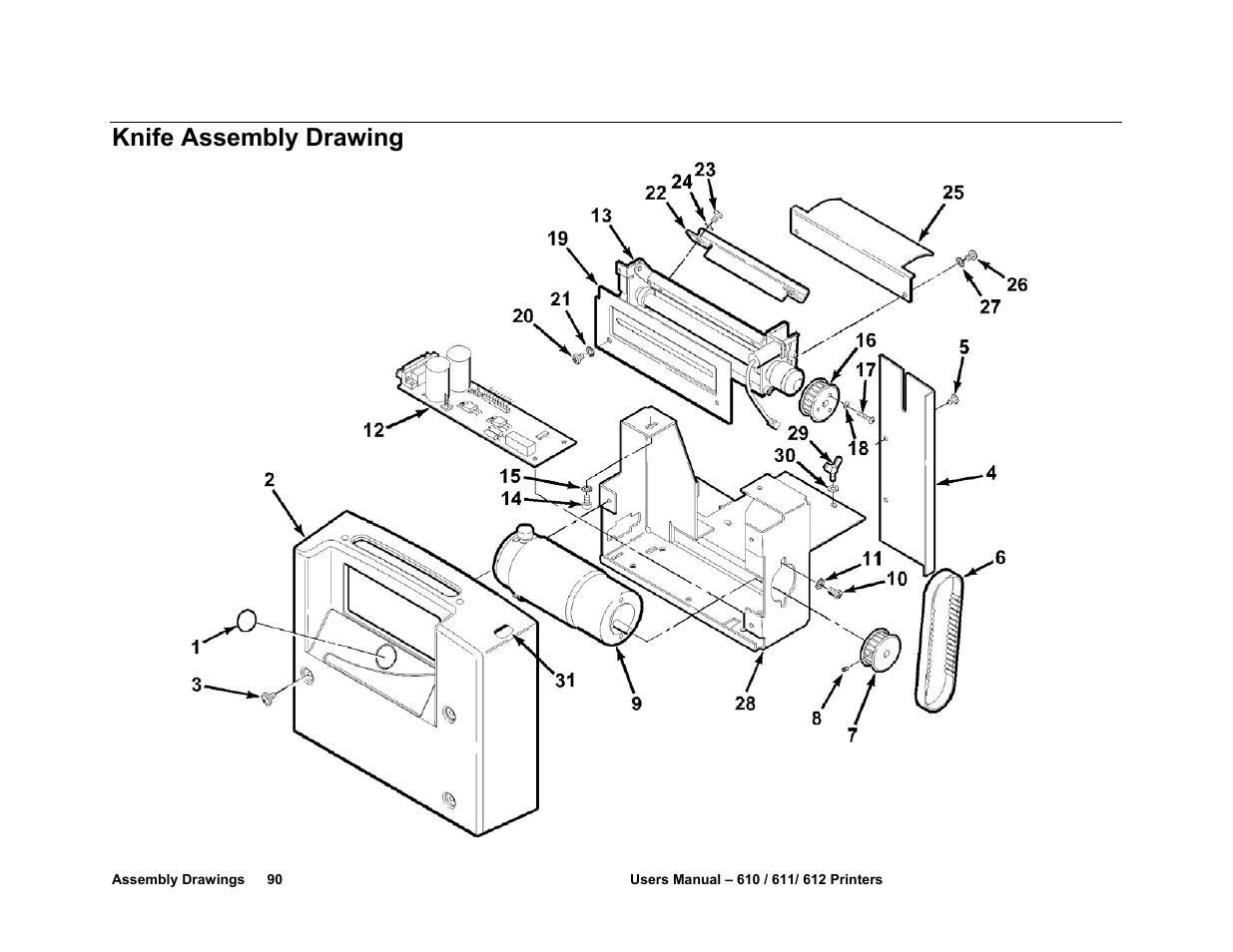Knife assembly drawing | Avery Dennison SNAP 611 User Manual | Page 98 / 108