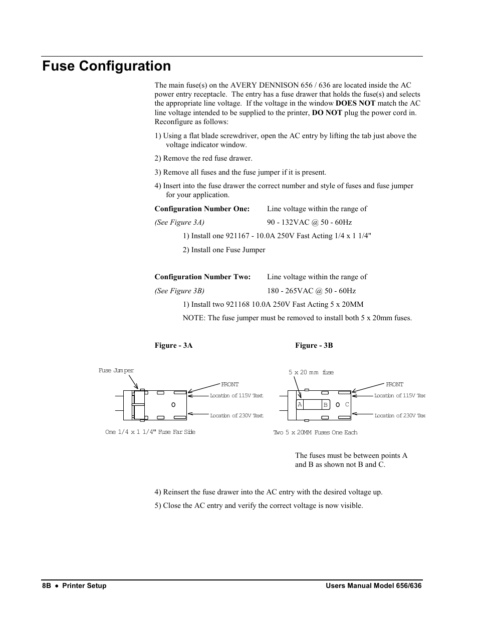 Fuse configuration | Avery Dennison SNAP 656 User Manual | Page 14 / 123
