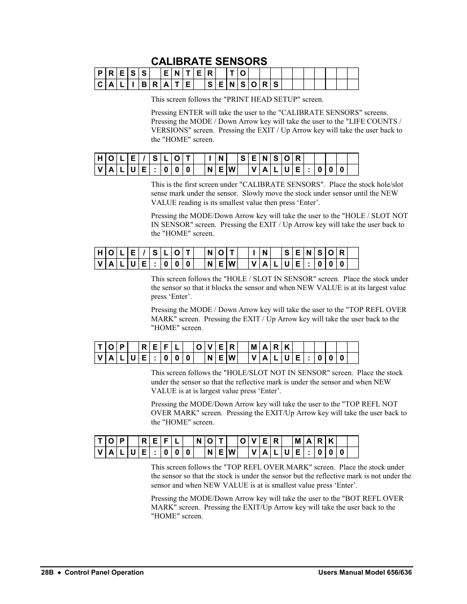 Calibrate sensors | Avery Dennison SNAP 656 User Manual | Page 34 / 123