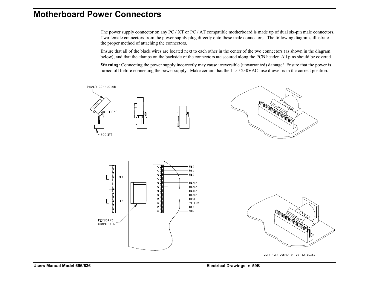 Motherboard power connectors | Avery Dennison SNAP 656 User Manual | Page 65 / 123