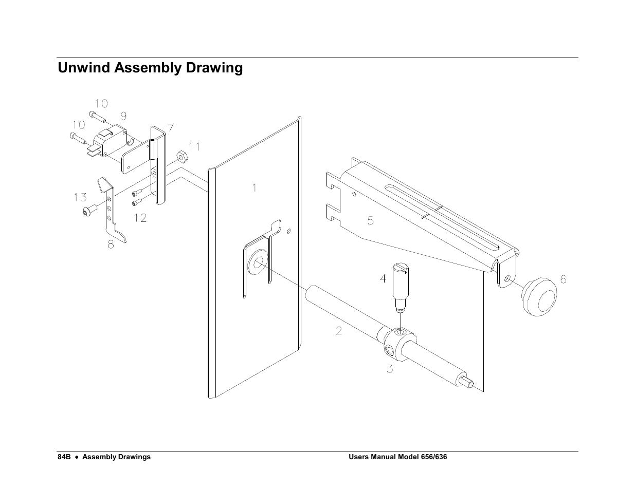 Unwind assembly drawing | Avery Dennison SNAP 656 User Manual | Page 90 / 123