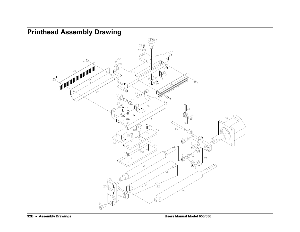 Printhead assembly drawing | Avery Dennison SNAP 656 User Manual | Page 98 / 123