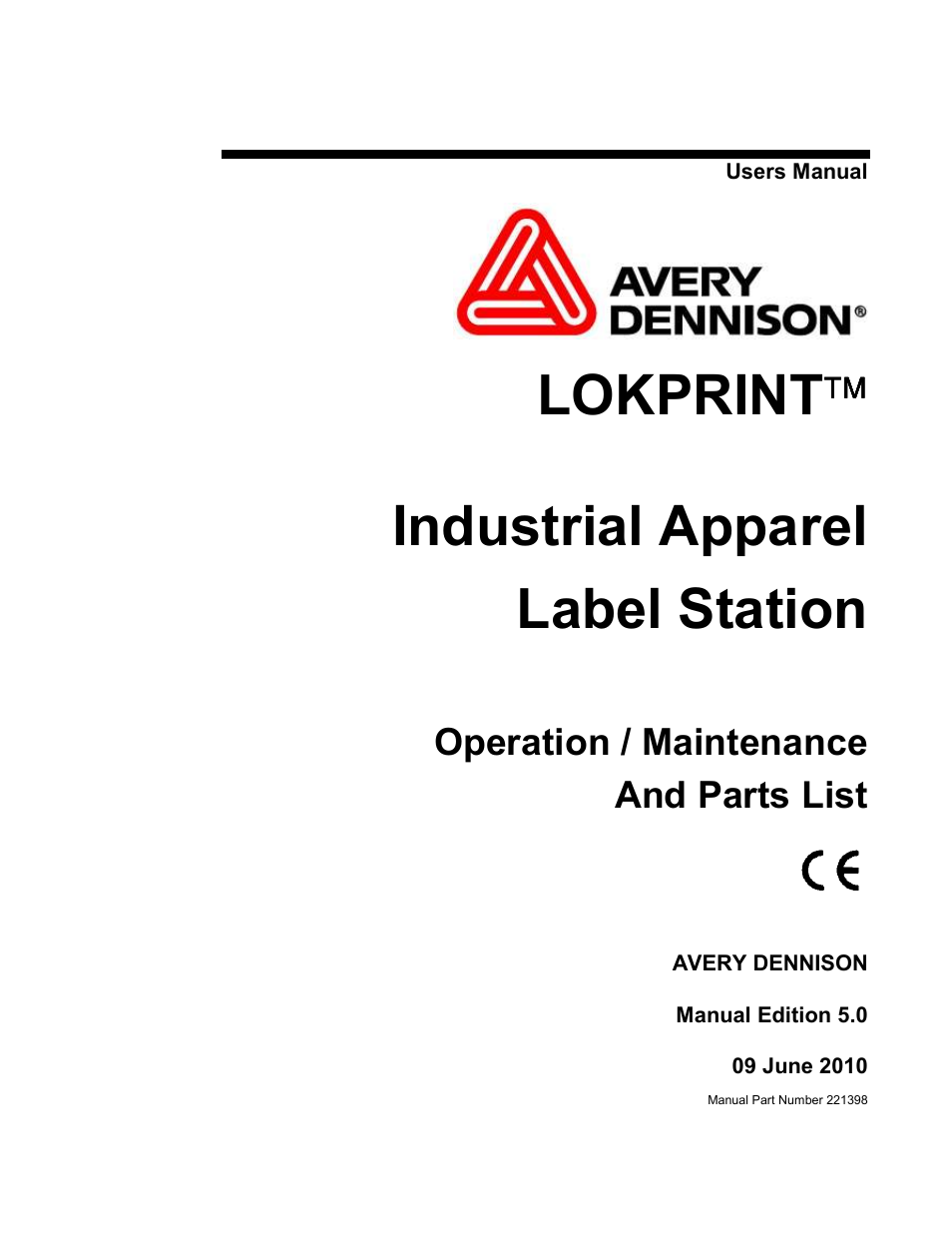 Avery Dennison LOKPRINT I User Manual | 35 pages