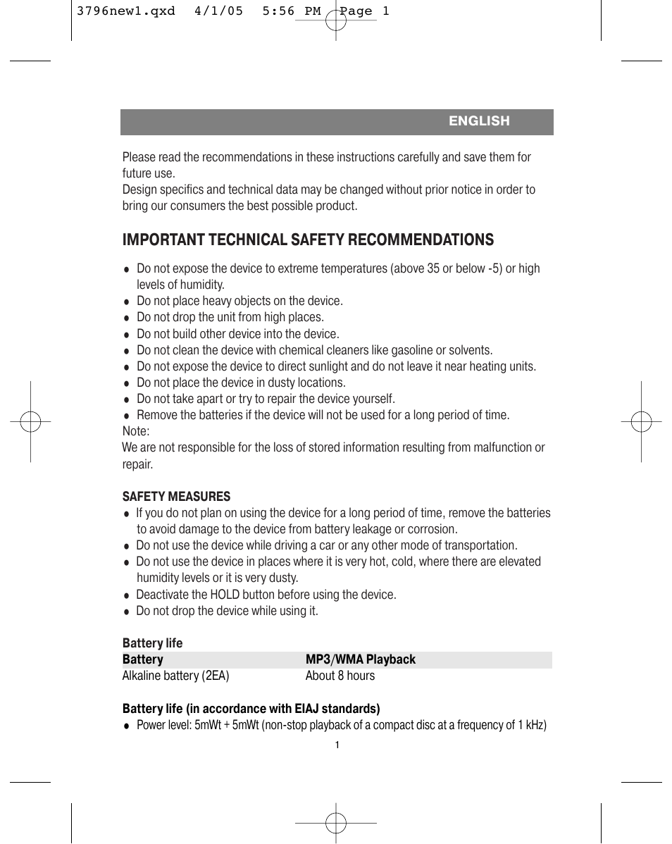 Important technical safety recommendations | Vitek VT-3796 User Manual | Page 5 / 72