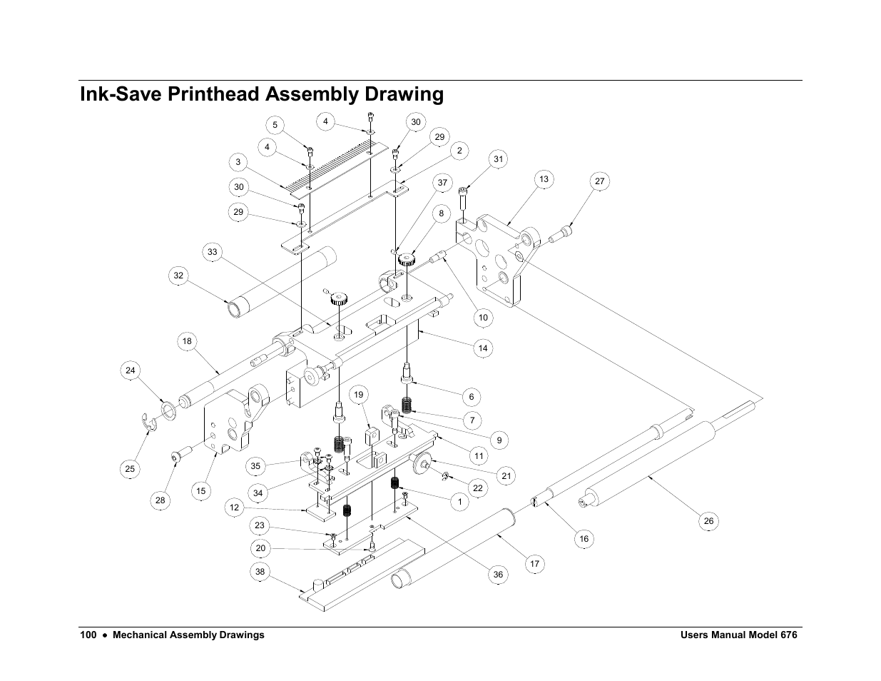 Ink-save printhead assembly drawing | Avery Dennison 676 User Manual | Page 100 / 129