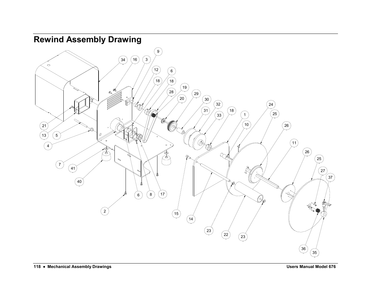 Rewind assembly drawing | Avery Dennison 676 User Manual | Page 118 / 129