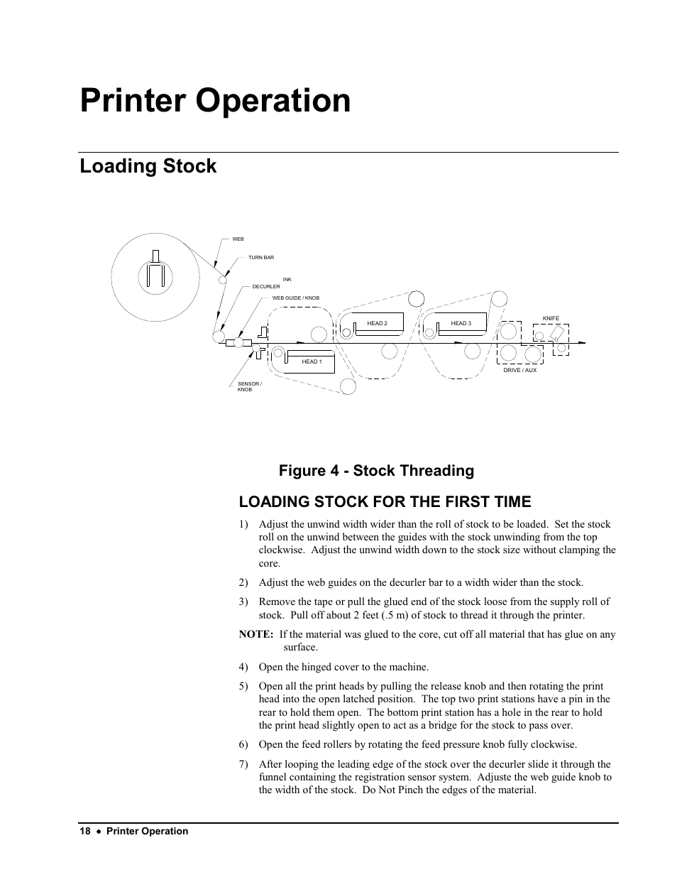 Printer operation, Loading stock | Avery Dennison 676 User Manual | Page 18 / 129