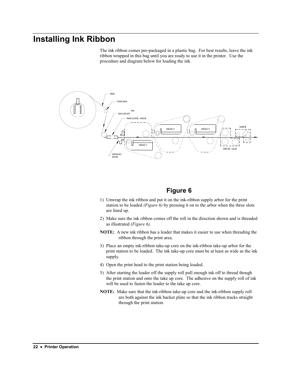 Installing ink ribbon, Figure 6 | Avery Dennison 676 User Manual | Page 22 / 129