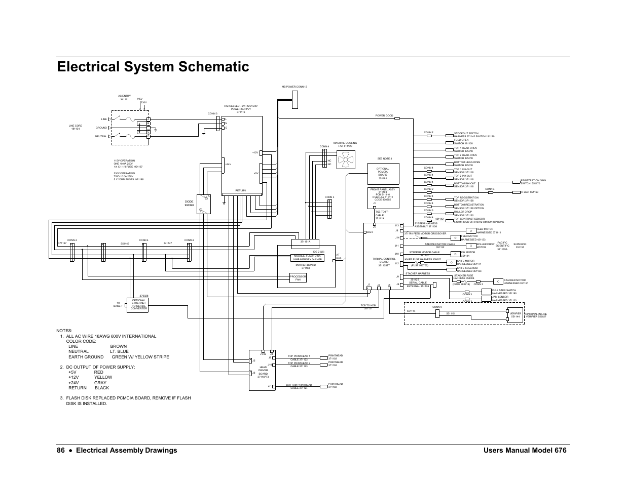 Electrical system schematic | Avery Dennison 676 User Manual | Page 86 / 129