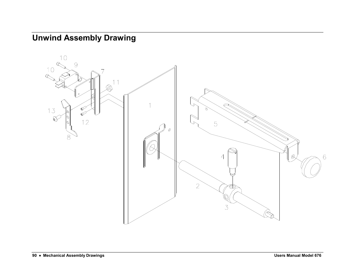 Unwind assembly drawing | Avery Dennison 676 User Manual | Page 90 / 129