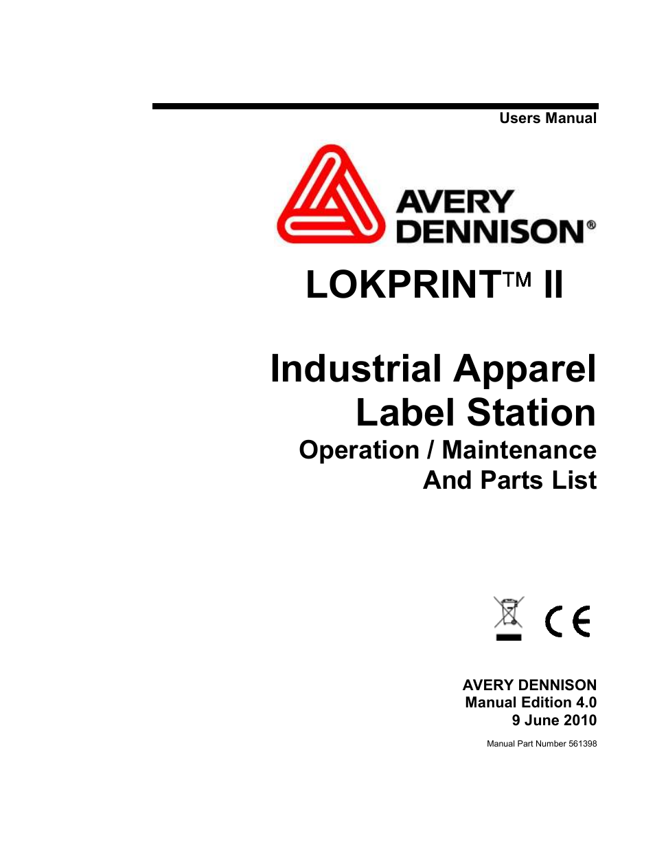 Avery Dennison LOKPRINT II User Manual | 51 pages