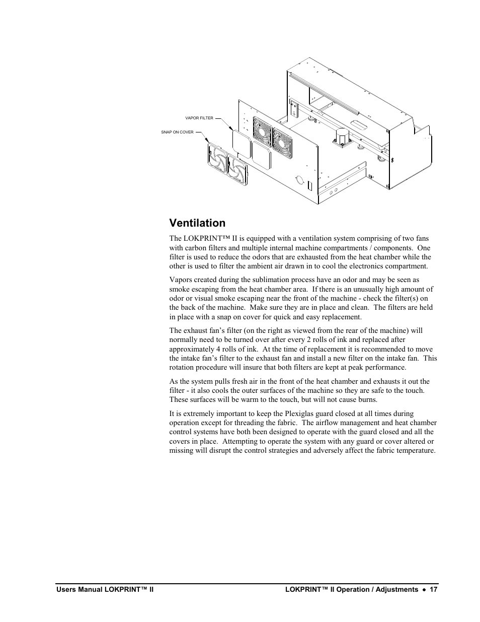 Ventilation | Avery Dennison LOKPRINT II User Manual | Page 17 / 51