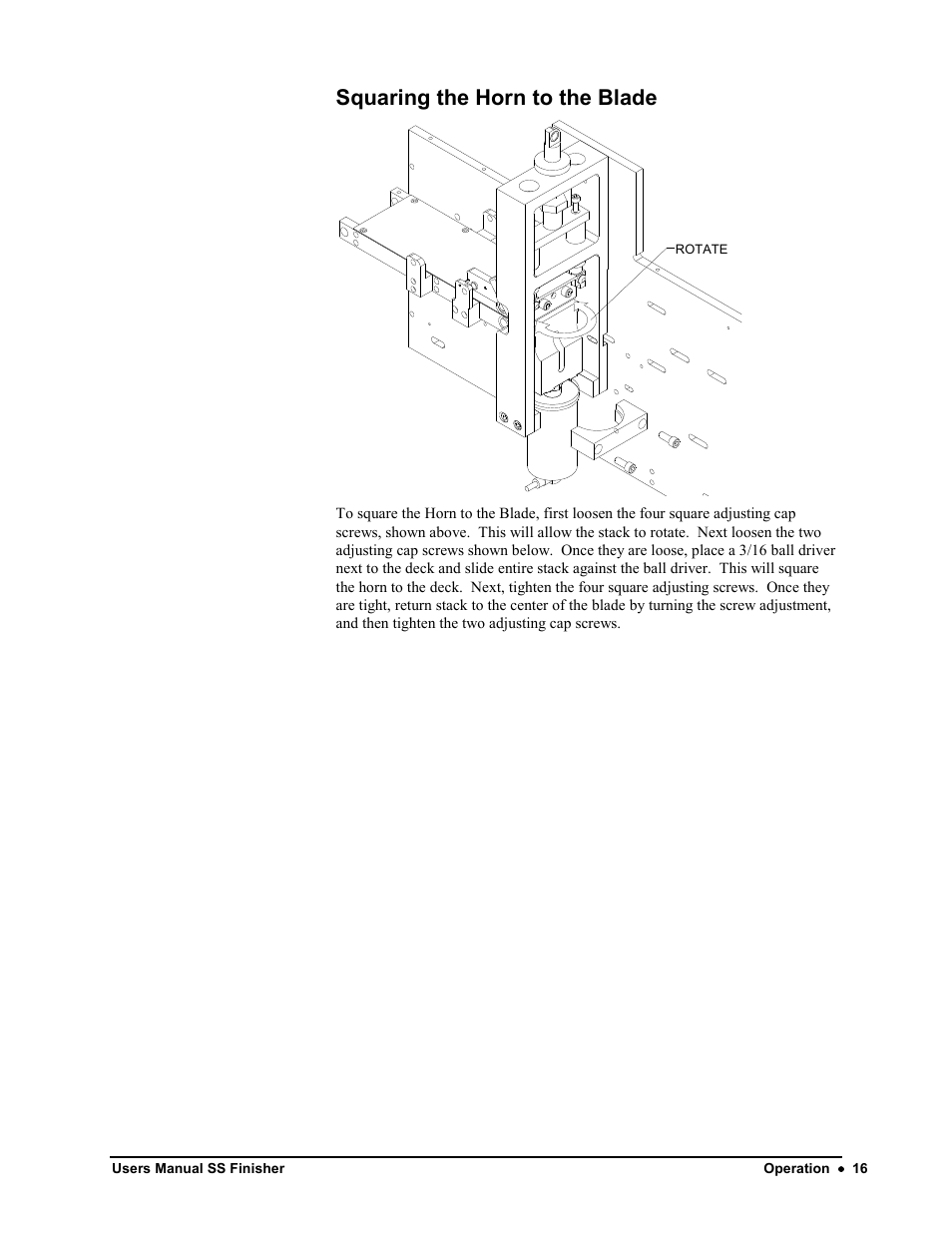 Squaring the horn to the blade | Avery Dennison SS Finisher User Manual | Page 16 / 65