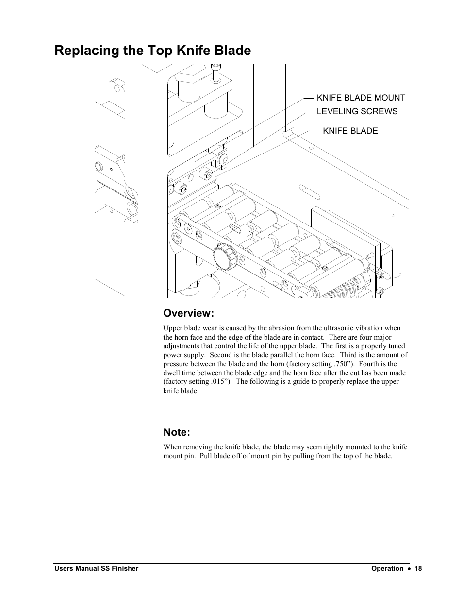 Replacing the top knife blade | Avery Dennison SS Finisher User Manual | Page 18 / 65