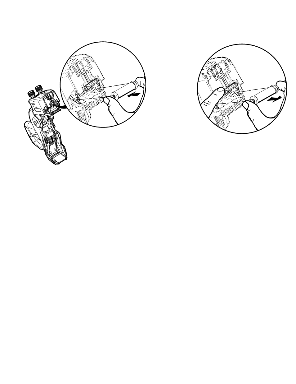 Installing the ink roller, Pose du rouleau encreur, Farbwalze einlegen | Instalando el rodillo entintador, Removing the ink roller, Retrait du rouleau encreur, Farbwalze wechseln, Retirando el rodillo entintador | Avery Dennison 1140 Series Monarch User Manual | Page 2 / 4