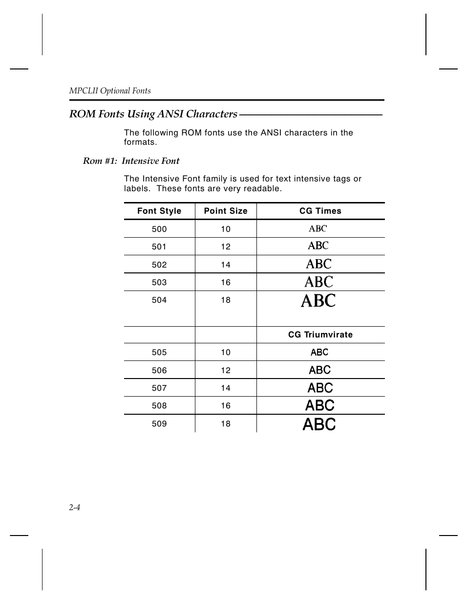 Rom fonts using ansi characters | Avery Dennison 1460 User Manual | Page 10 / 32