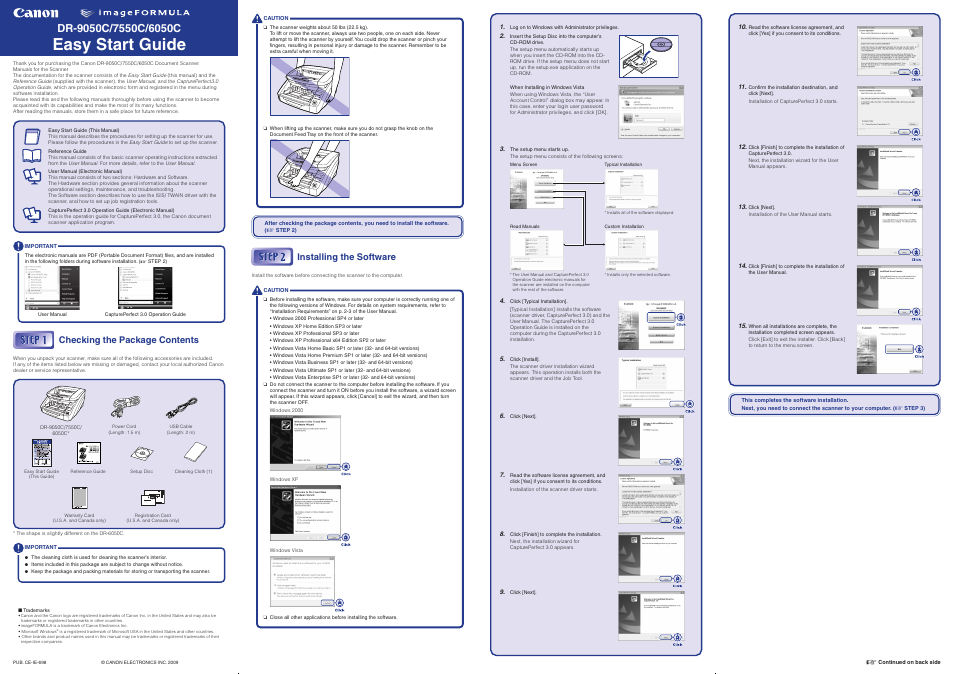 Canon DR-6050C User Manual | 2 pages