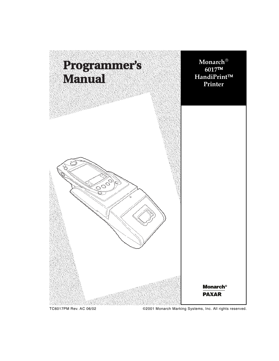Avery Dennison Monarch 6017 Programmer Manual User Manual | 44 pages