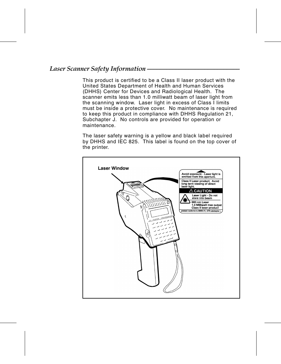 Laser scanner safety information i-1, Laser scanner safety information | Avery Dennison 6030 Operator Handbook User Manual | Page 3 / 92
