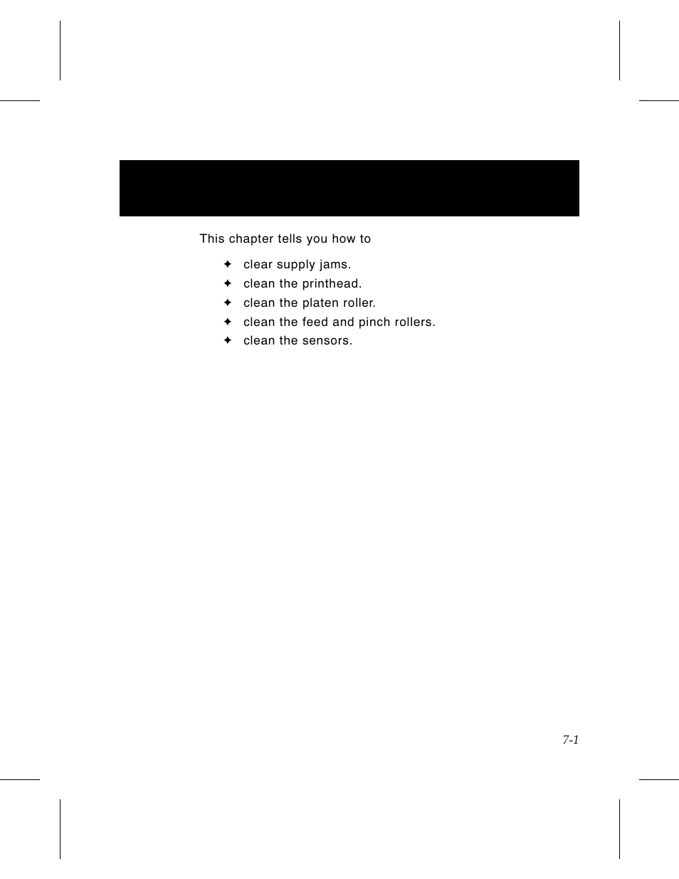 Chapter 7. care and maintenance 7-1, Chapter 7. care and maintenance | Avery Dennison 6030 Operator Handbook User Manual | Page 49 / 92