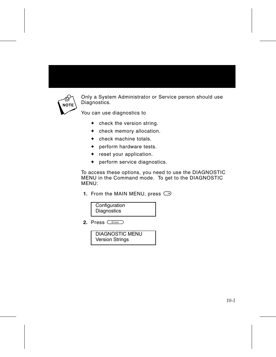 Chapter 10. using diagnostics 10-1, Chapter 10. using diagnostics | Avery Dennison 6030 Operator Handbook User Manual | Page 67 / 92