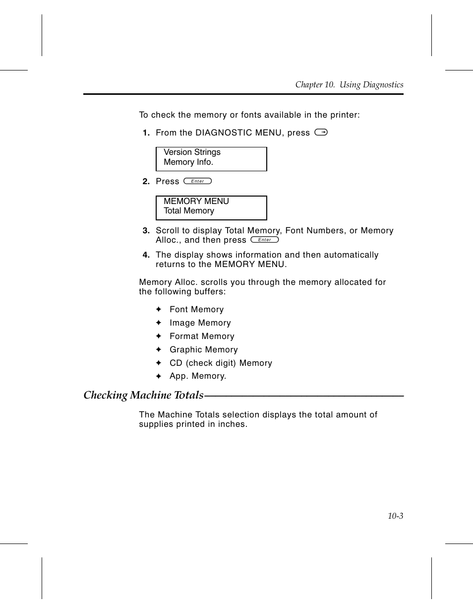 Checking machine totals 10-3, Checking machine totals | Avery Dennison 6030 Operator Handbook User Manual | Page 69 / 92