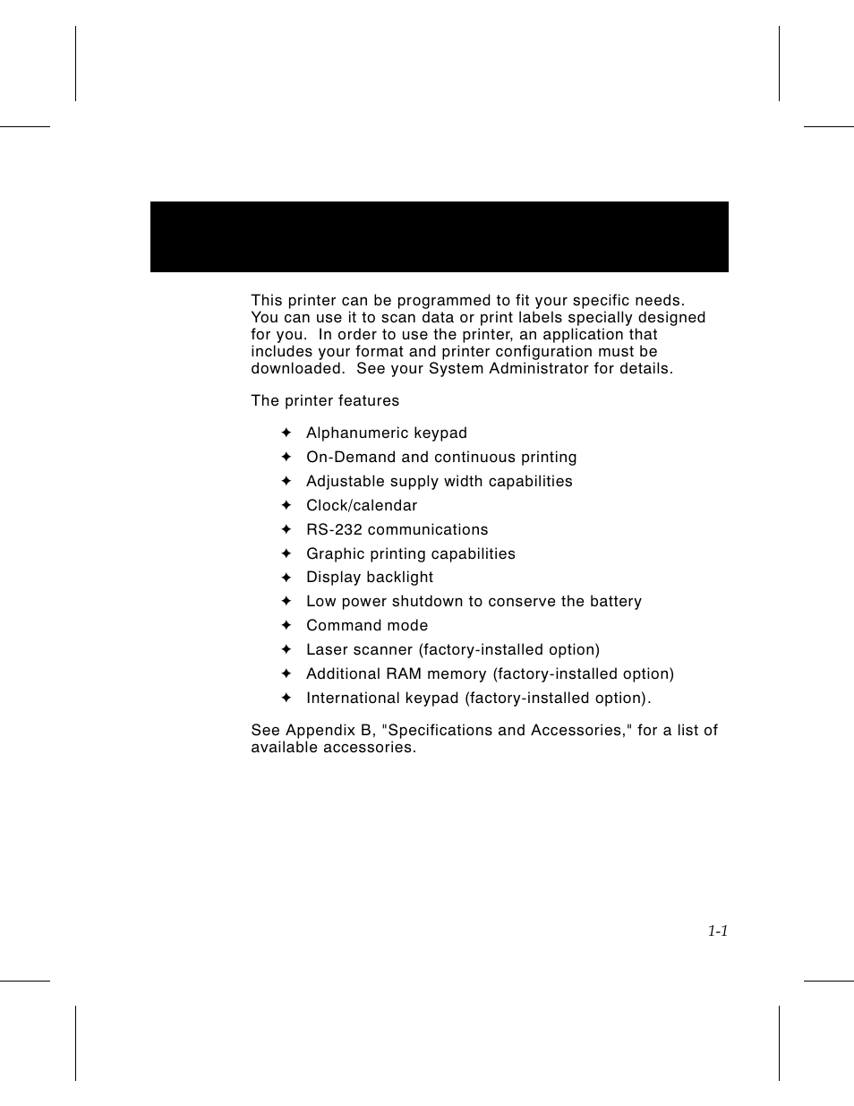 Chapter 1. introduction 1-1, Chapter 1. introduction | Avery Dennison 6030 Operator Handbook User Manual | Page 7 / 92