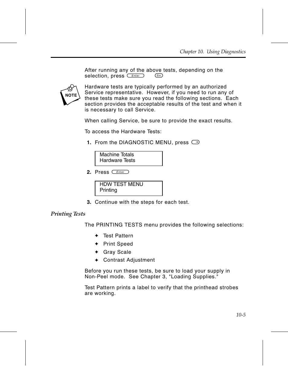 Printing tests 10-5 | Avery Dennison 6030 Operator Handbook User Manual | Page 71 / 92