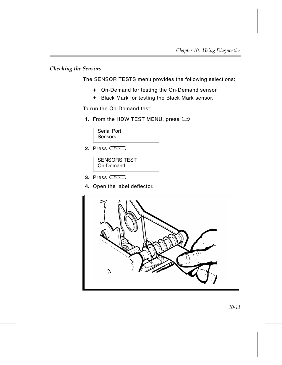 Checking the sensors 10-11 | Avery Dennison 6030 Operator Handbook User Manual | Page 77 / 92