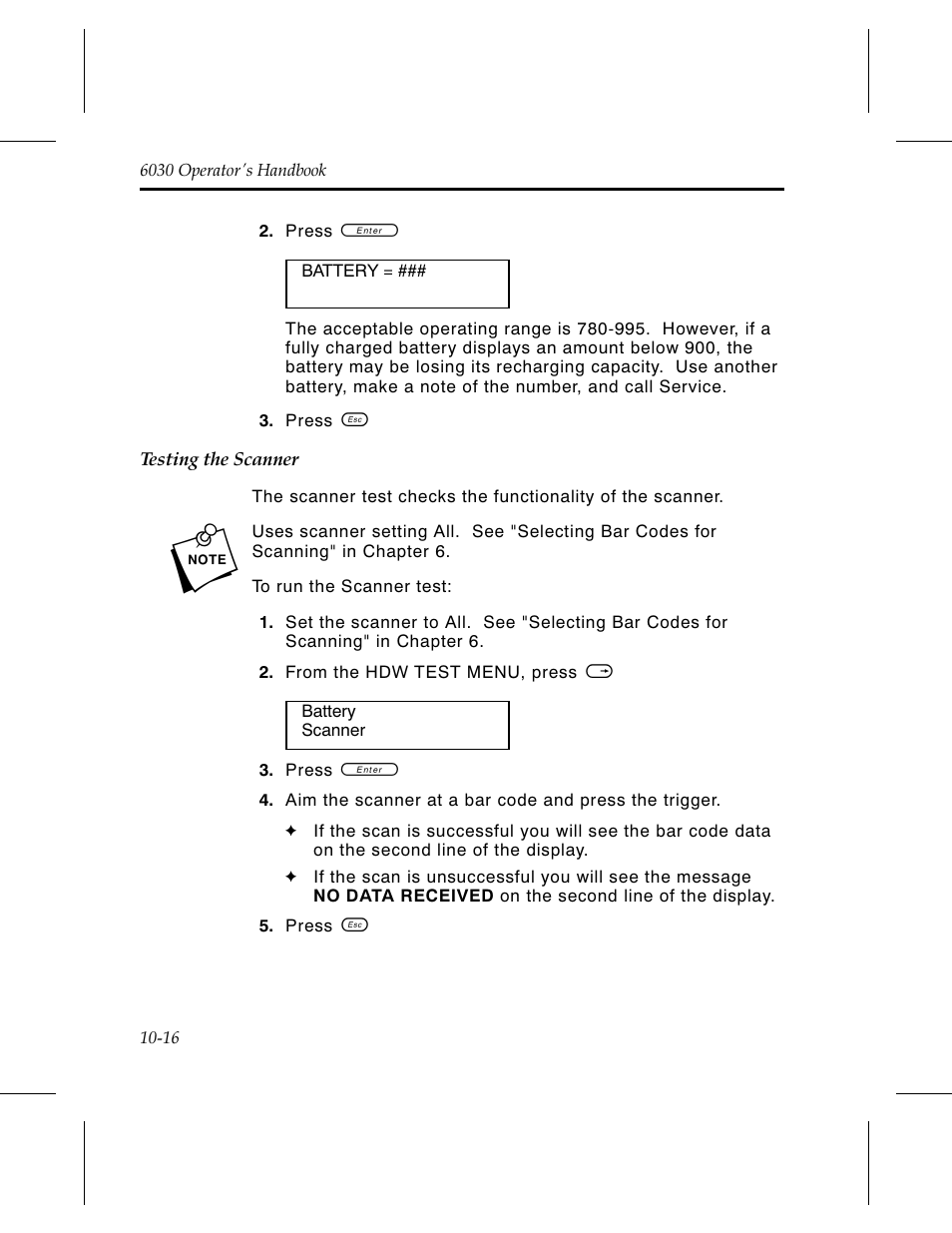 Testing the scanner 10-16 | Avery Dennison 6030 Operator Handbook User Manual | Page 82 / 92