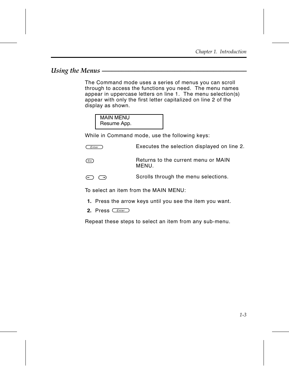 Using the menus 1-3, Using the menus | Avery Dennison 6030 Operator Handbook User Manual | Page 9 / 92