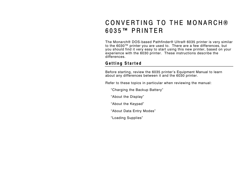 Avery Dennison 6035 Operator Handbook User Manual | 4 pages