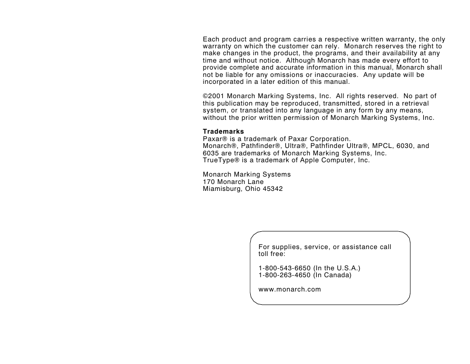 Avery Dennison 6035 Operator Handbook User Manual | Page 4 / 4