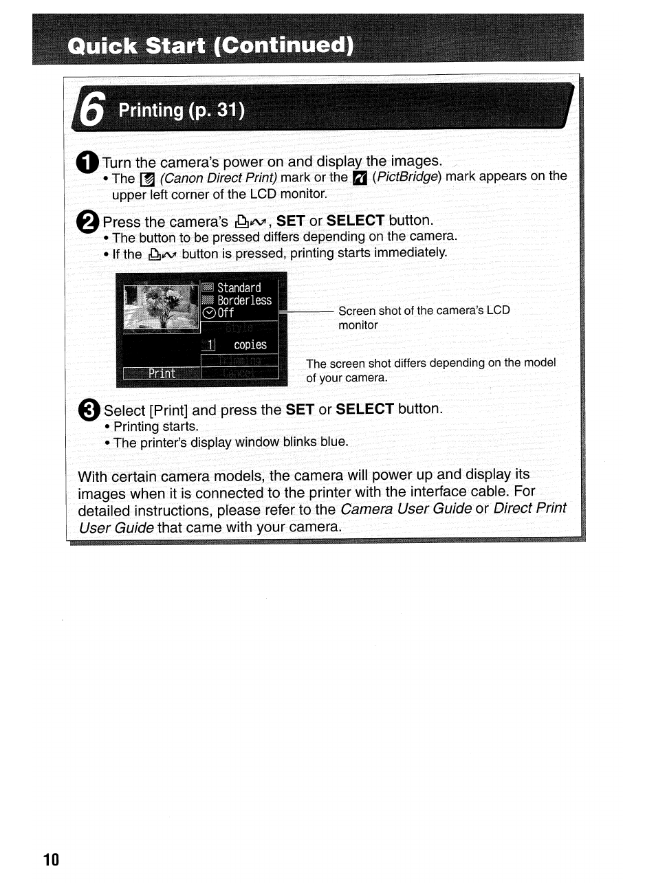 Printing | Canon SELPHY CP400 User Manual | Page 11 / 97