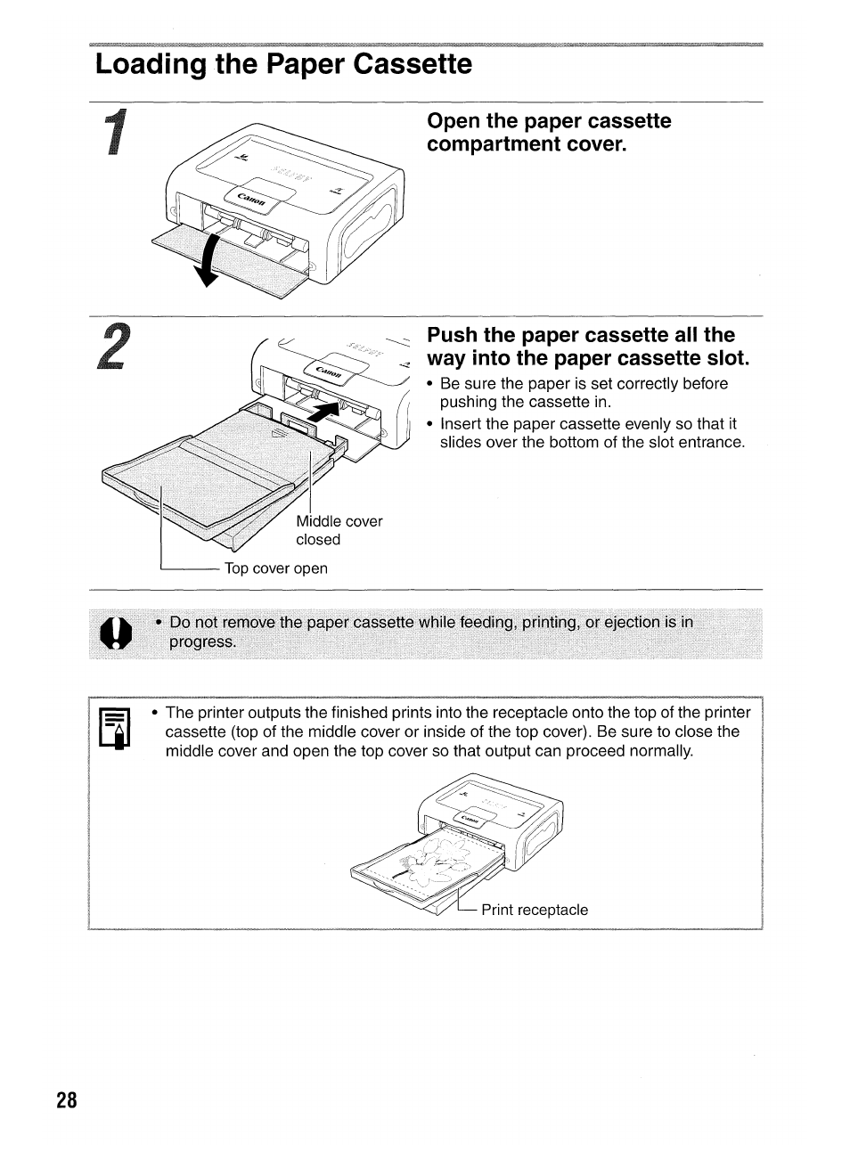 Loading paper holder into printer | Canon SELPHY CP400 User Manual | Page 29 / 97