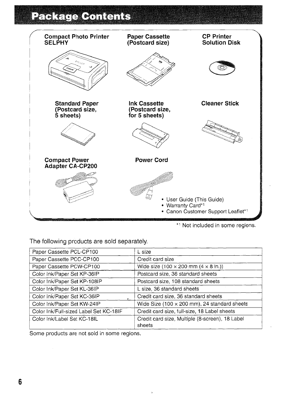 Supplied accessories | Canon SELPHY CP400 User Manual | Page 7 / 97