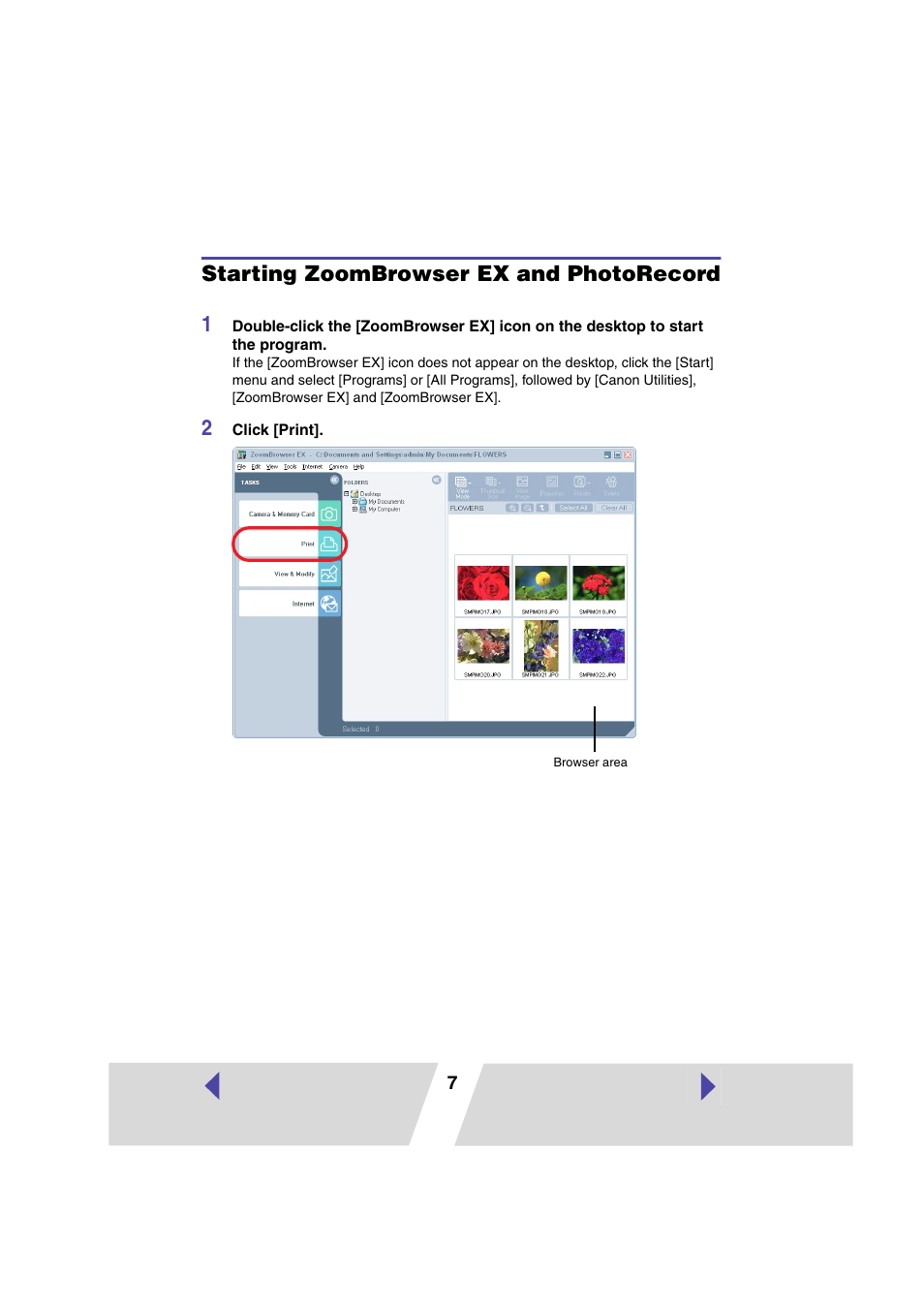 Starting zoombrowser ex and photorecord | Canon SELPHY CP400 User Manual | Page 72 / 97