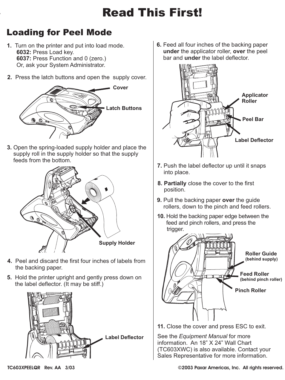 Avery Dennison 6037 Read This First User Manual | 2 pages