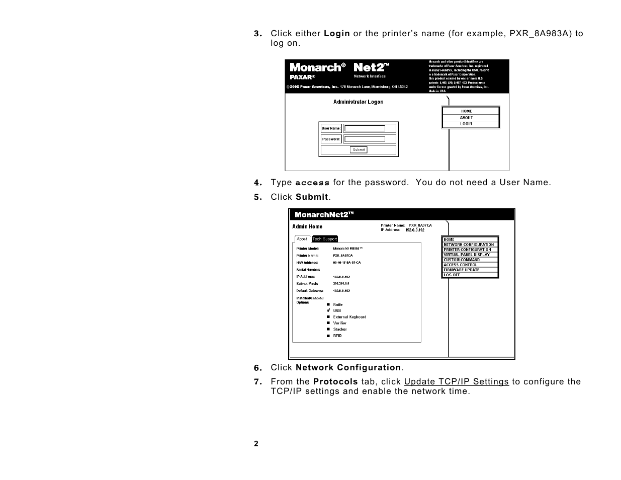 Avery Dennison 7410 Network Card Addendum User Manual | Page 2 / 8