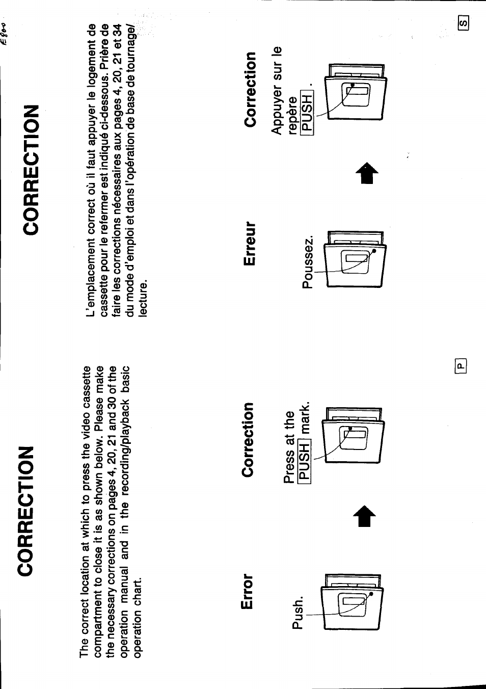 Correction, Error correction | Canon E800 User Manual | Page 3 / 79