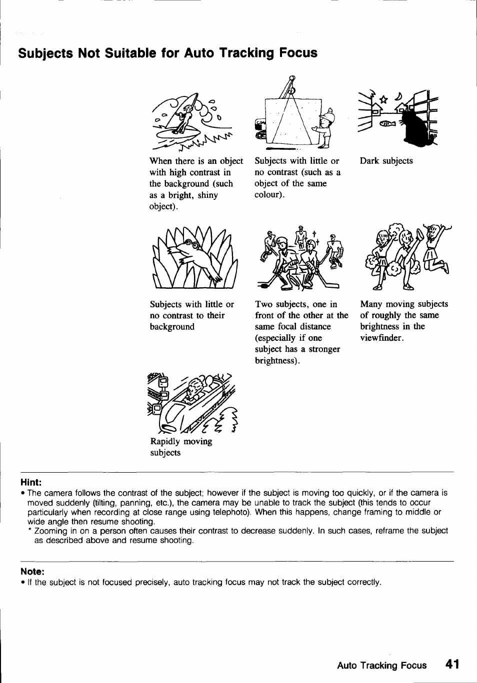 Auto tracking focus | Canon E800 User Manual | Page 53 / 79