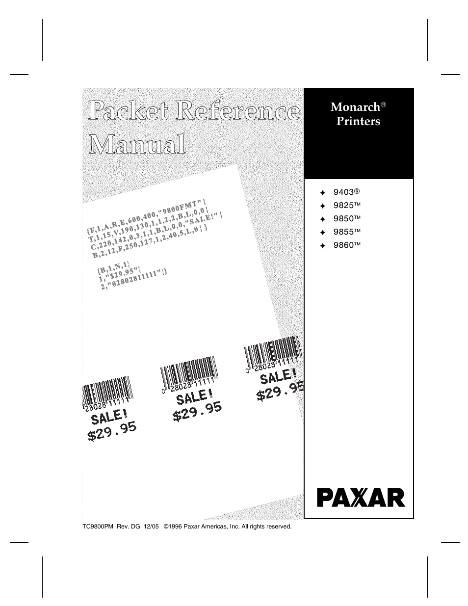 Paxar Monarch 9850 User Manual | 322 pages