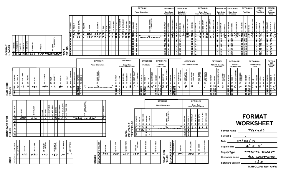 Format worksheet, Sample) | Paxar Monarch 9850 User Manual | Page 300 / 322