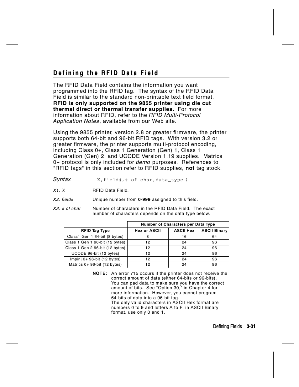 Defining fields 3-31 | Paxar Monarch 9850 User Manual | Page 97 / 322