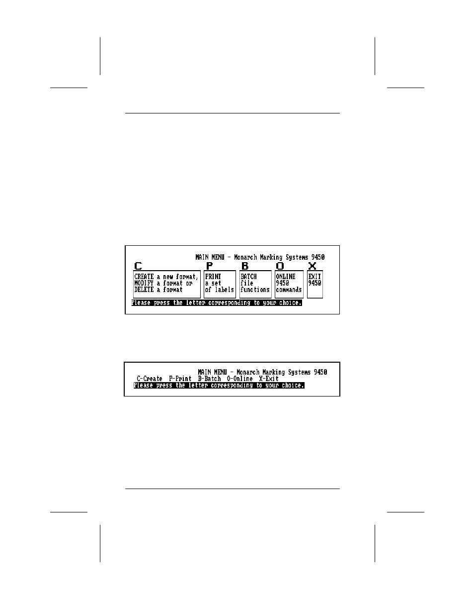 Menus | Avery Dennison 9450 RASCAL User Manual | Page 26 / 92