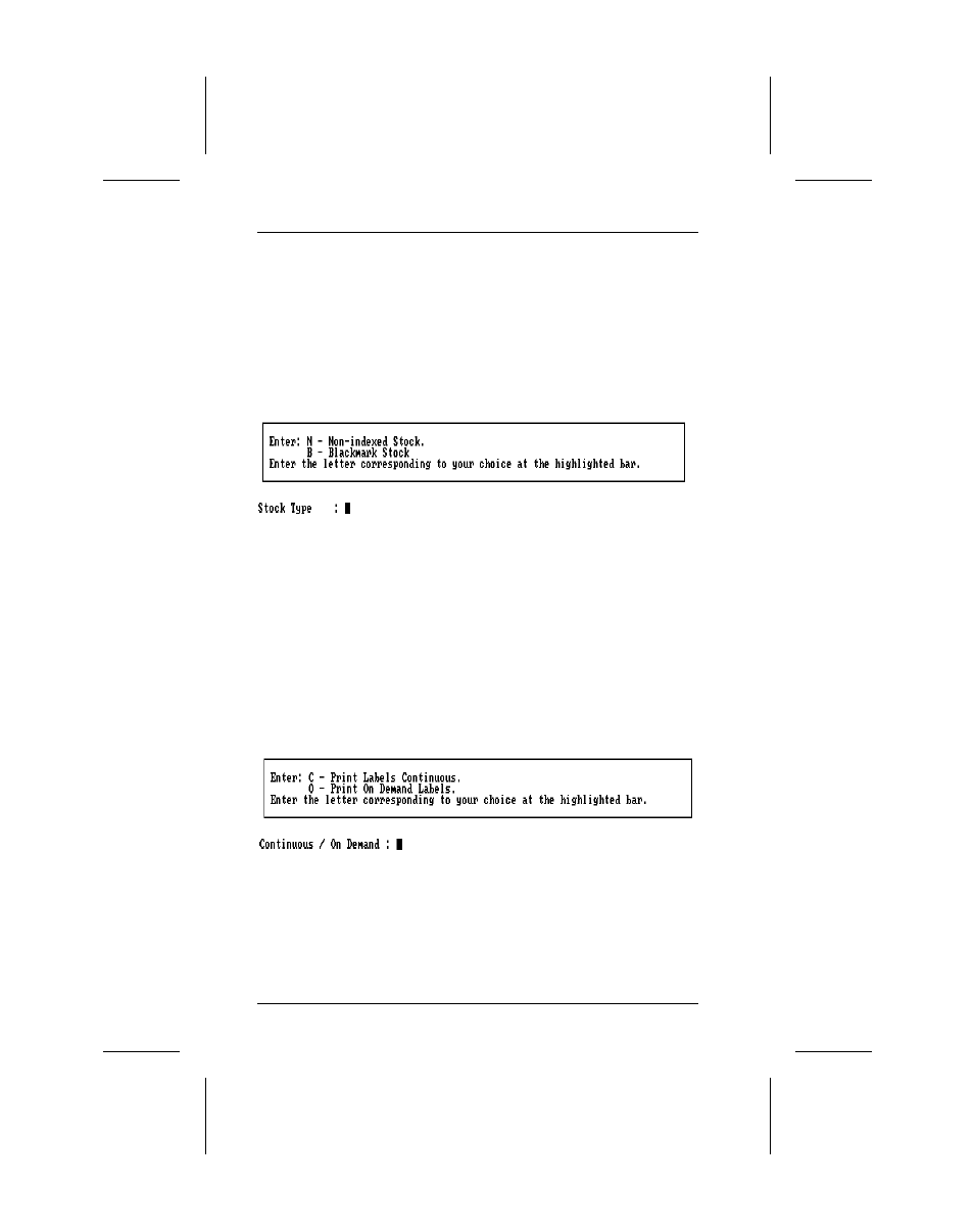Selecting the stock type, Selecting the print mode | Avery Dennison 9450 RASCAL User Manual | Page 62 / 92