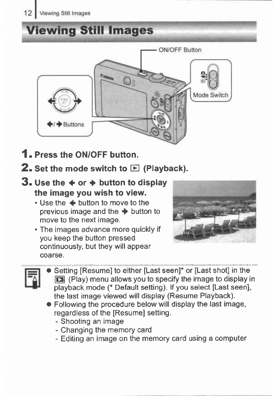 Set the mode switch to [el (playback), Viewing stili images 2 | Canon IXUS 82IS User Manual | Page 14 / 36