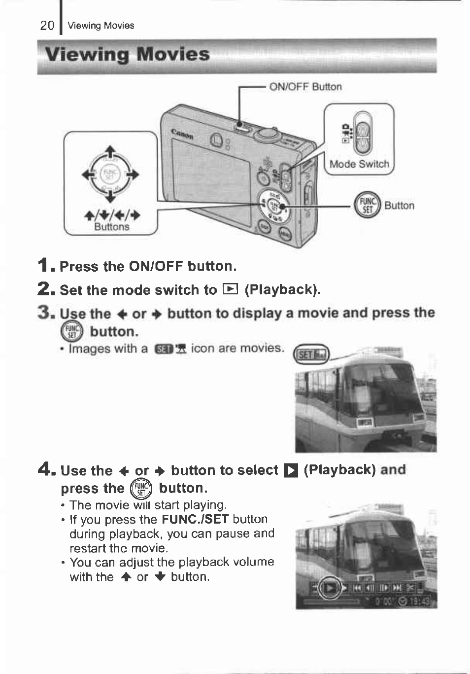 Viewing movies | Canon IXUS 82IS User Manual | Page 22 / 36