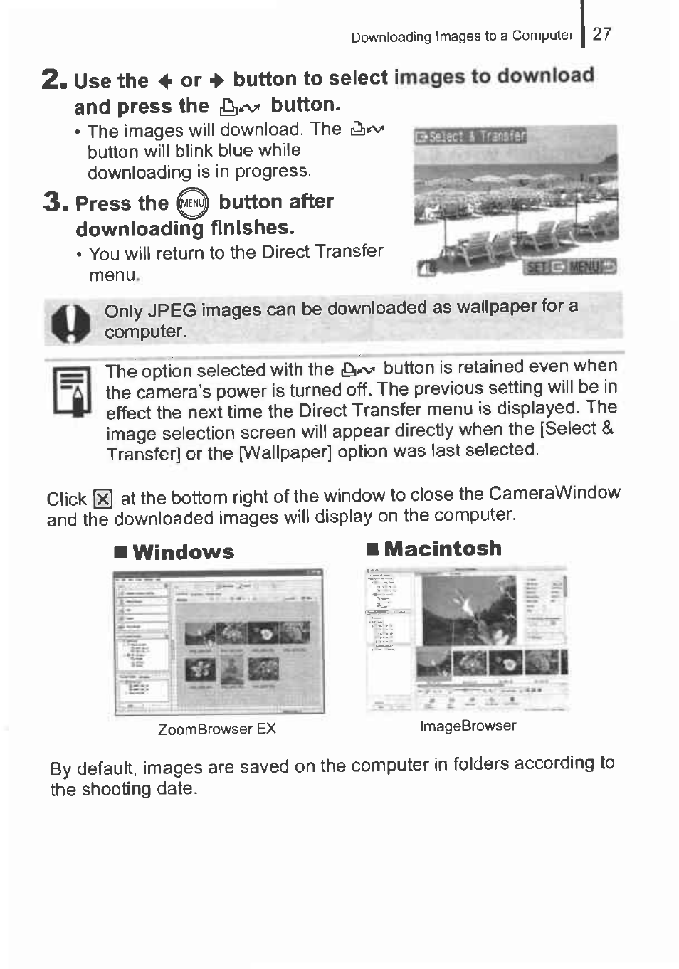 Press the q button after downloading finishes | Canon IXUS 82IS User Manual | Page 29 / 36